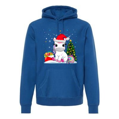 Girls Cute Santa Unicorn Christmas Unicorn Xmas Gift Premium Hoodie