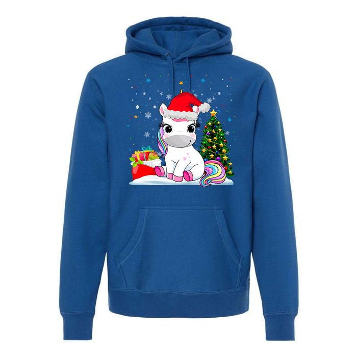 Girls Cute Santa Unicorn Christmas Unicorn Xmas Gift Premium Hoodie