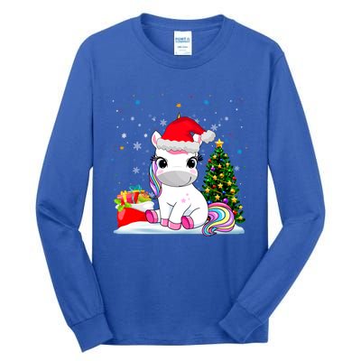 Girls Cute Santa Unicorn Christmas Unicorn Xmas Gift Tall Long Sleeve T-Shirt