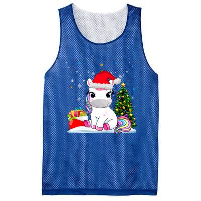 Girls Cute Santa Unicorn Christmas Unicorn Xmas Gift Mesh Reversible Basketball Jersey Tank