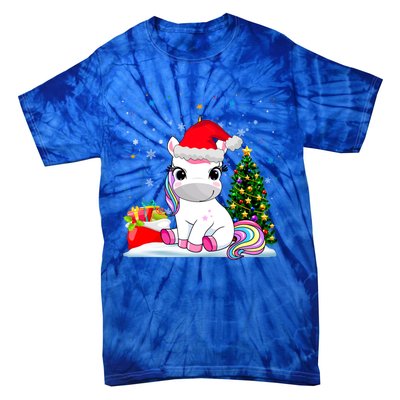 Girls Cute Santa Unicorn Christmas Unicorn Xmas Gift Tie-Dye T-Shirt