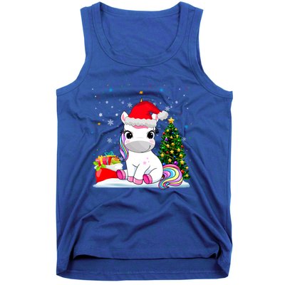 Girls Cute Santa Unicorn Christmas Unicorn Xmas Gift Tank Top