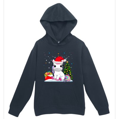 Girls Cute Santa Unicorn Christmas Unicorn Xmas Gift Urban Pullover Hoodie