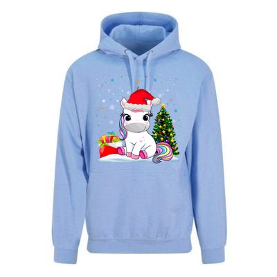 Girls Cute Santa Unicorn Christmas Unicorn Xmas Gift Unisex Surf Hoodie