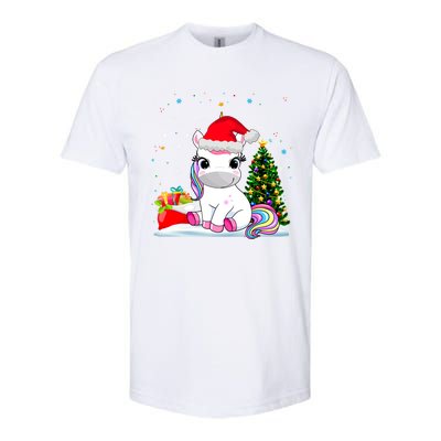 Girls Cute Santa Unicorn Christmas Unicorn Xmas Gift Softstyle CVC T-Shirt