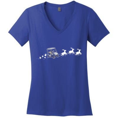 Golf Cart Santa Christmas Sleigh Funny Golf Cart Xmas Meaningful Gift Women's V-Neck T-Shirt