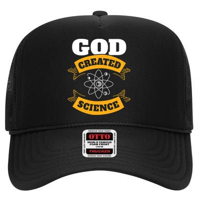 God Created Science Christian High Crown Mesh Back Trucker Hat