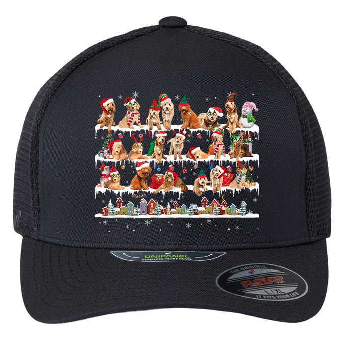 Goldendoodle Christmas Snow Layers Santa Dog Ugly Xmas Flexfit Unipanel Trucker Cap