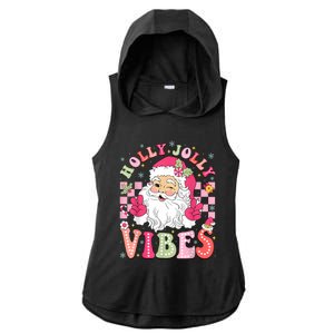 Groovy Cute Santa Claus Christmas Vibes Xmas Women Girl Ladies PosiCharge Tri-Blend Wicking Draft Hoodie Tank