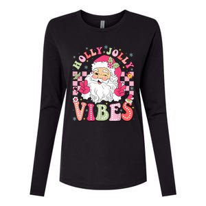 Groovy Cute Santa Claus Christmas Vibes Xmas Women Girl Womens Cotton Relaxed Long Sleeve T-Shirt