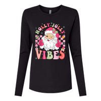 Groovy Cute Santa Claus Christmas Vibes Xmas Women Girl Womens Cotton Relaxed Long Sleeve T-Shirt