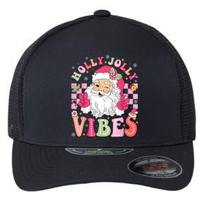 Groovy Cute Santa Claus Christmas Vibes Xmas Women Girl Flexfit Unipanel Trucker Cap