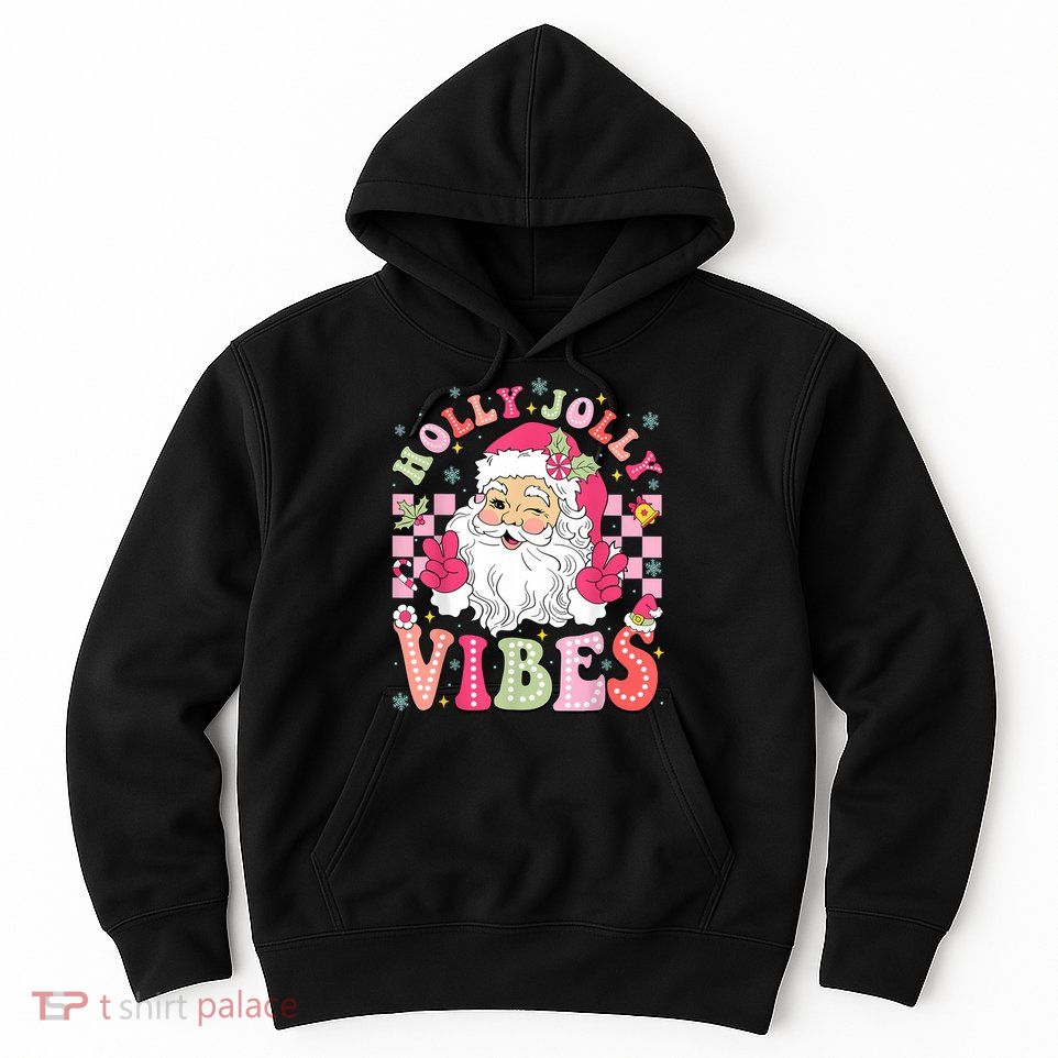 Groovy Cute Santa Claus Christmas Vibes Xmas Women Girl Hoodie