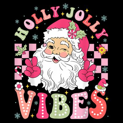 Groovy Cute Santa Claus Christmas Vibes Xmas Women Girl T-Shirt