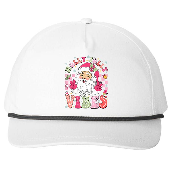 Groovy Cute Santa Claus Christmas Vibes Xmas Women Girl Snapback Five-Panel Rope Hat