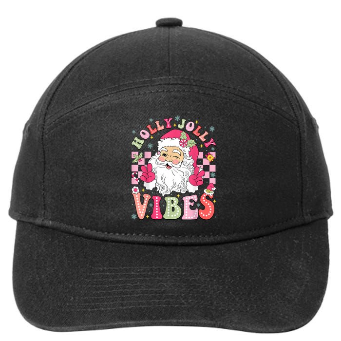 Groovy Cute Santa Claus Christmas Vibes Xmas Women Girl 7-Panel Snapback Hat