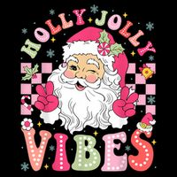 Groovy Cute Santa Claus Christmas Vibes Xmas Women Girl Drawstring Bag