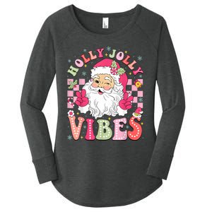 Groovy Cute Santa Claus Christmas Vibes Xmas Women Girl Women's Perfect Tri Tunic Long Sleeve Shirt