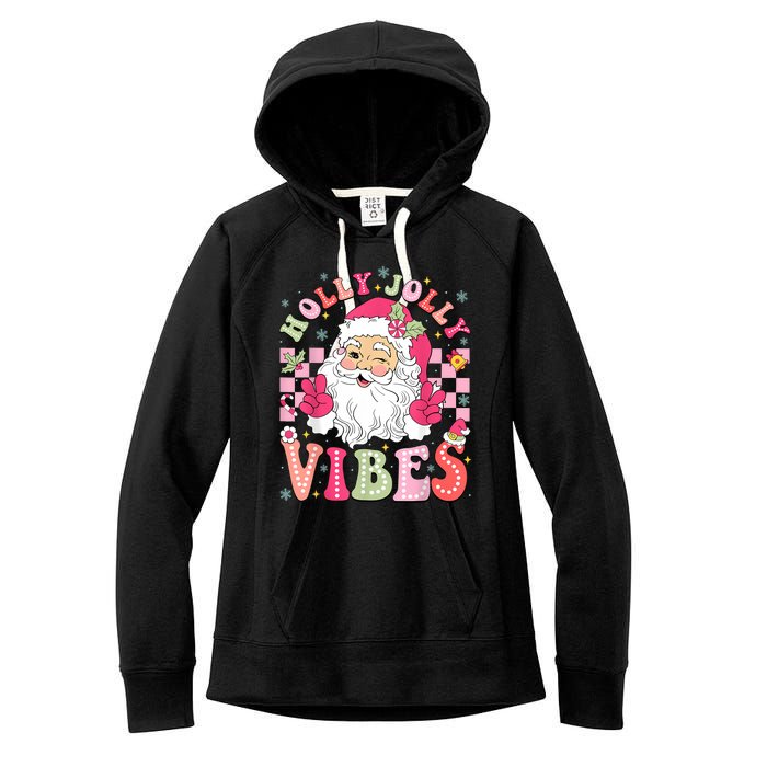 Groovy Cute Santa Claus Christmas Vibes Xmas Women Girl Women's Fleece Hoodie