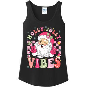 Groovy Cute Santa Claus Christmas Vibes Xmas Women Girl Ladies Essential Tank