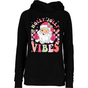 Groovy Cute Santa Claus Christmas Vibes Xmas Women Girl Womens Funnel Neck Pullover Hood