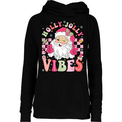 Groovy Cute Santa Claus Christmas Vibes Xmas Women Girl Womens Funnel Neck Pullover Hood