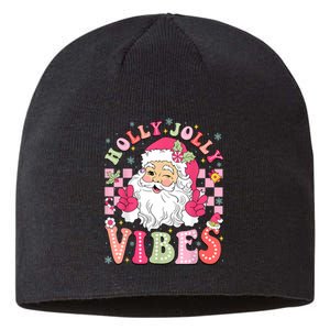 Groovy Cute Santa Claus Christmas Vibes Xmas Women Girl Sustainable Beanie