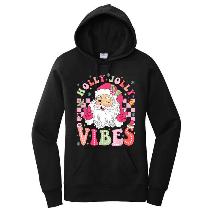 Groovy Cute Santa Claus Christmas Vibes Xmas Women Girl Women's Pullover Hoodie