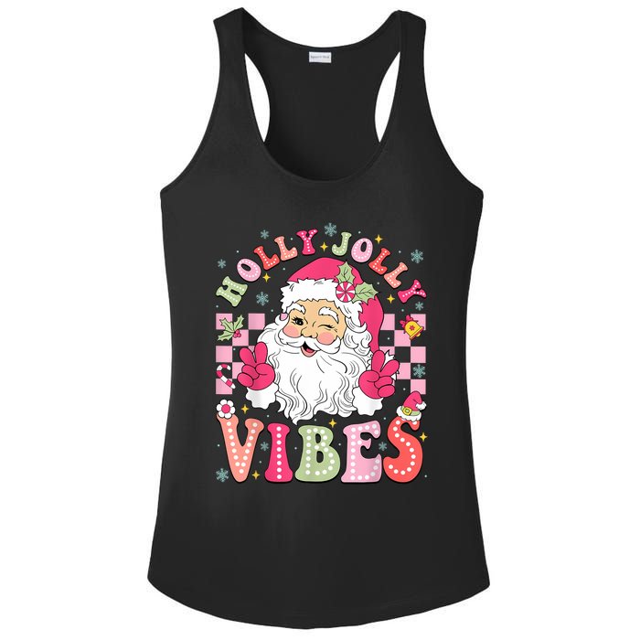 Groovy Cute Santa Claus Christmas Vibes Xmas Women Girl Ladies PosiCharge Competitor Racerback Tank