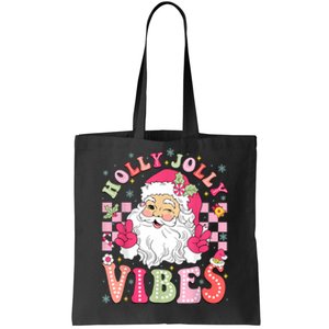 Groovy Cute Santa Claus Christmas Vibes Xmas Women Girl Tote Bag