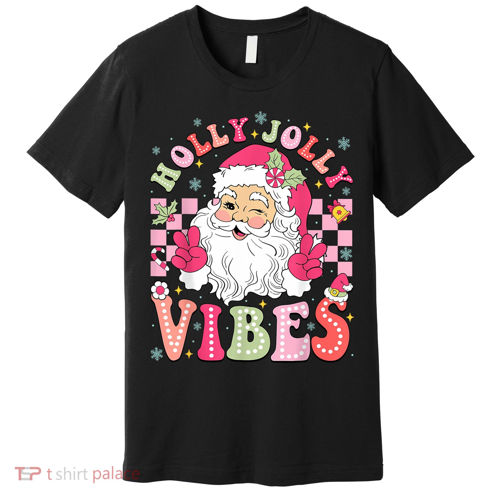 Groovy Cute Santa Claus Christmas Vibes Xmas Women Girl Premium T-Shirt