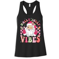 Groovy Cute Santa Claus Christmas Vibes Xmas Women Girl Women's Racerback Tank