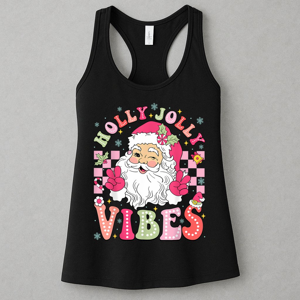 Groovy Cute Santa Claus Christmas Vibes Xmas Women Girl Womens Tank Top
