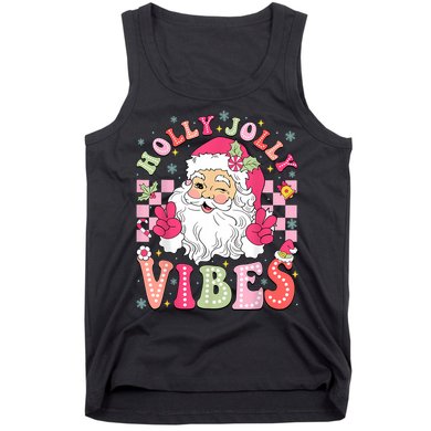 Groovy Cute Santa Claus Christmas Vibes Xmas Women Girl Tank Top
