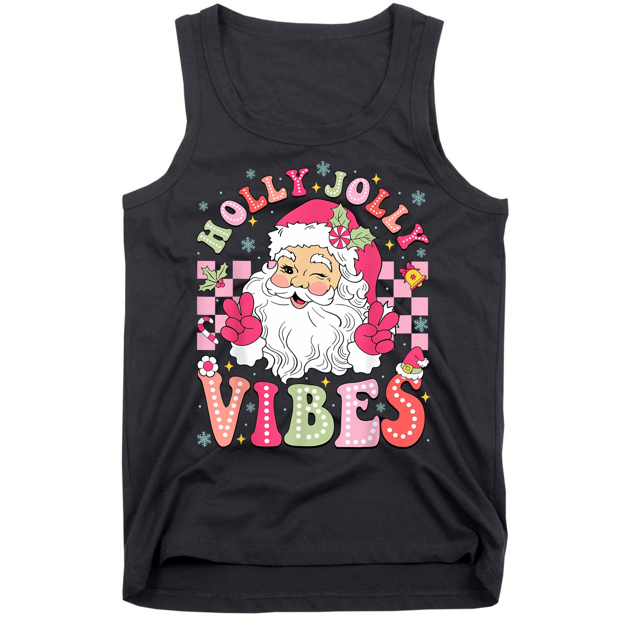 Groovy Cute Santa Claus Christmas Vibes Xmas Women Girl Tank Top