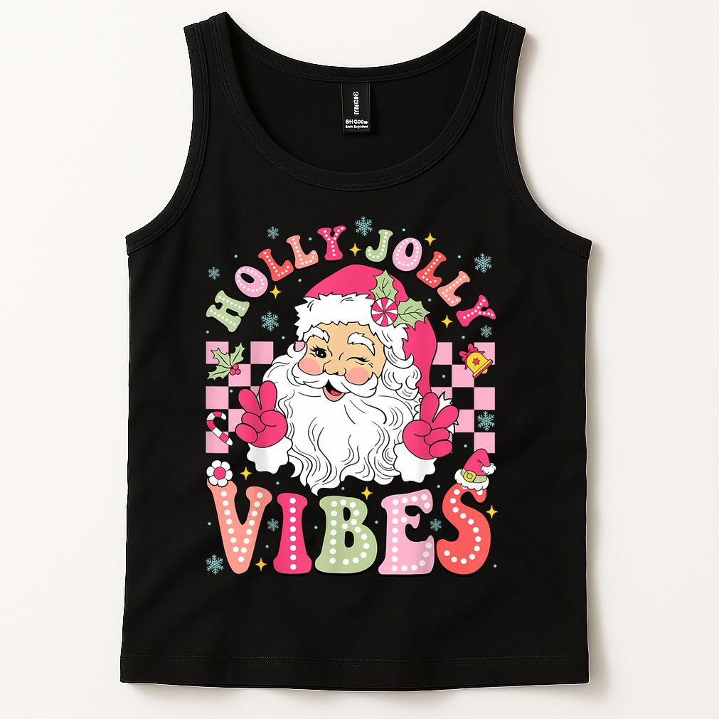 Groovy Cute Santa Claus Christmas Vibes Xmas Women Girl Tank Top