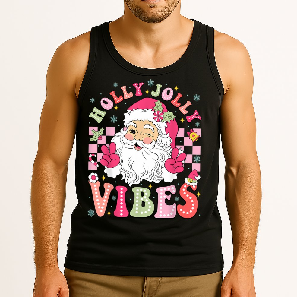 Groovy Cute Santa Claus Christmas Vibes Xmas Women Girl Tank Top