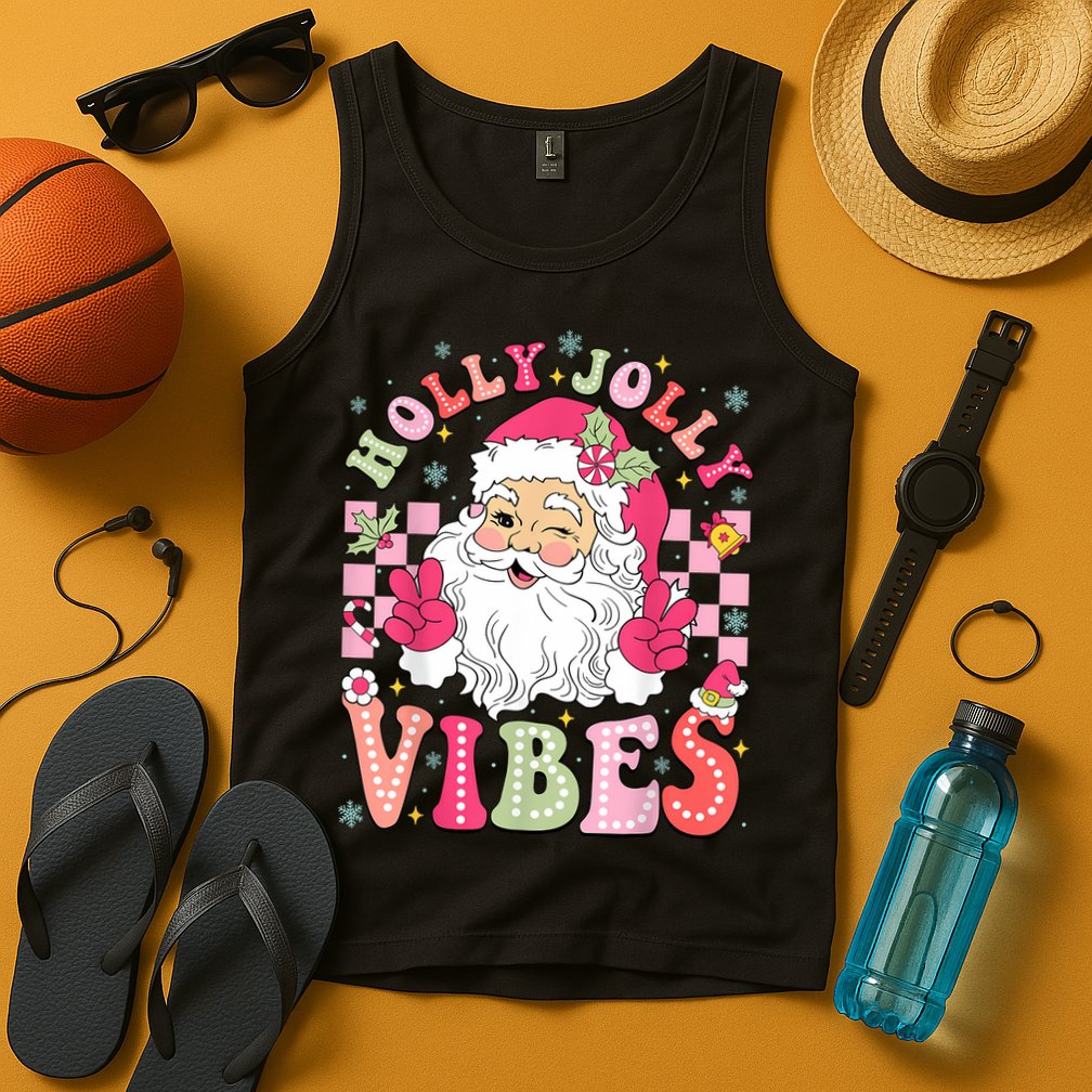 Groovy Cute Santa Claus Christmas Vibes Xmas Women Girl Tank Top