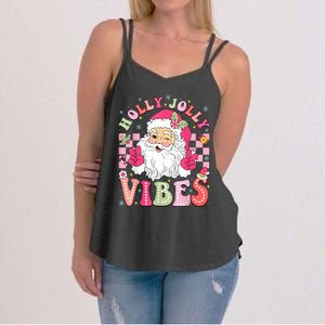 Groovy Cute Santa Claus Christmas Vibes Xmas Women Girl Women's Strappy Tank