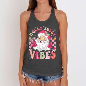 Groovy Cute Santa Claus Christmas Vibes Xmas Women Girl Women's Knotted Racerback Tank