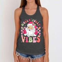 Groovy Cute Santa Claus Christmas Vibes Xmas Women Girl Women's Knotted Racerback Tank