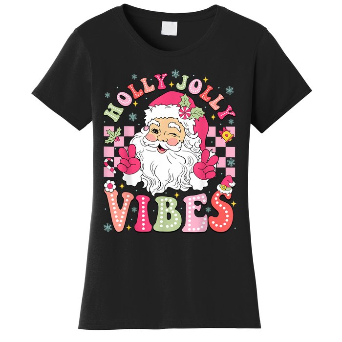 Groovy Cute Santa Claus Christmas Vibes Xmas Women Girl Women's T-Shirt