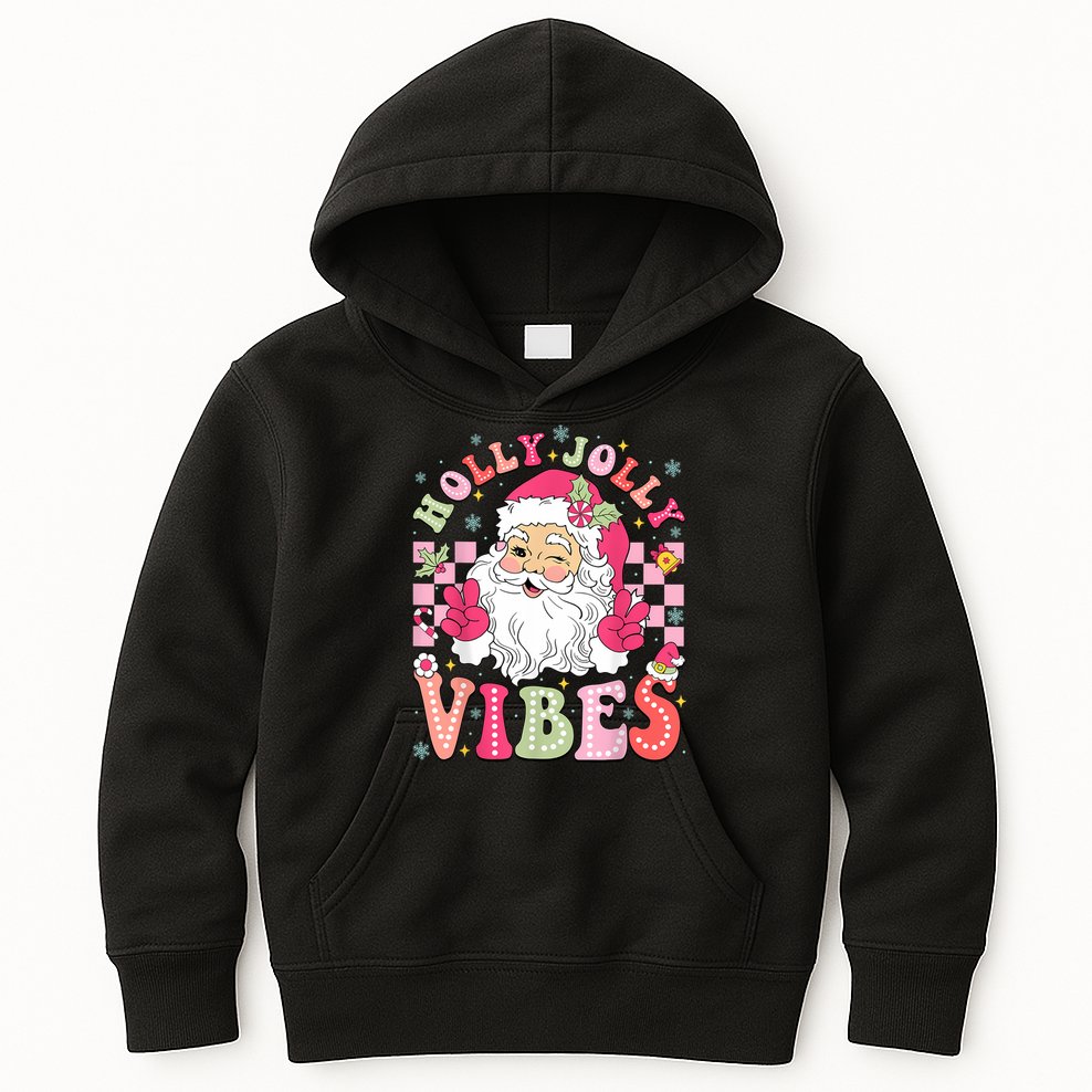 Groovy Cute Santa Claus Christmas Vibes Xmas Women Girl Kids Hoodie