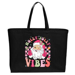 Groovy Cute Santa Claus Christmas Vibes Xmas Women Girl Cotton Canvas Jumbo Tote