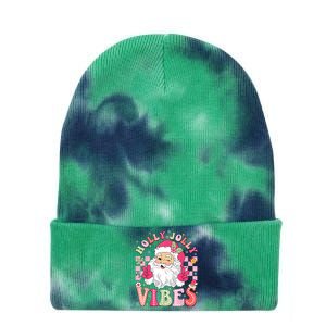 Groovy Cute Santa Claus Christmas Vibes Xmas Women Girl Tie Dye 12in Knit Beanie