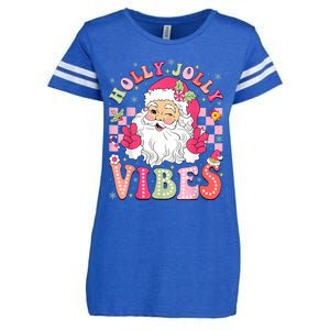 Groovy Cute Santa Claus Christmas Vibes Xmas Women Girl Enza Ladies Jersey Football T-Shirt