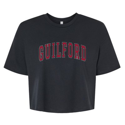 Guilford Connecticut Souvenir College Style Red Text Bella+Canvas Jersey Crop Tee