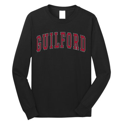 Guilford Connecticut Souvenir College Style Red Text Long Sleeve Shirt