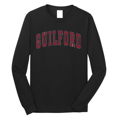 Guilford Connecticut Souvenir College Style Red Text Long Sleeve Shirt