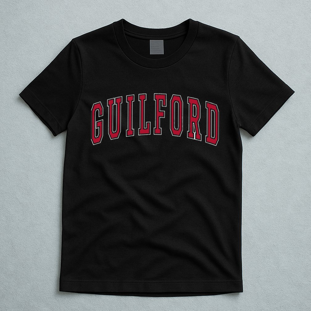 Guilford Connecticut Souvenir College Style Red Text T-Shirt